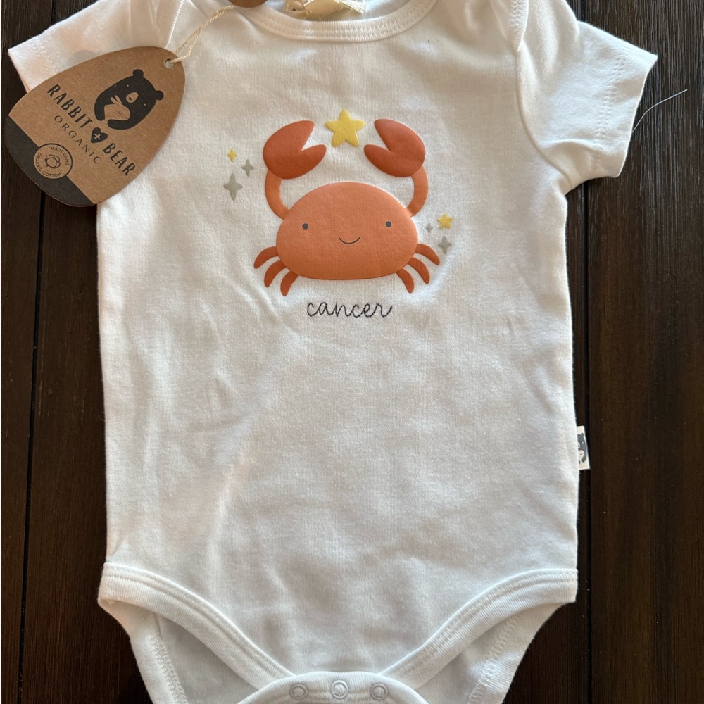 Rabbit & Bear Organic Crab Bodysuit - White and Orange
